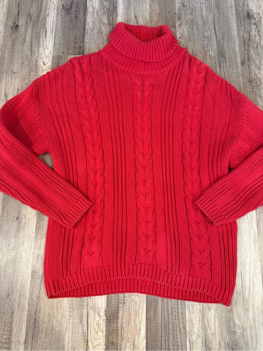 Scott Red Cable Turtleneck Sweater